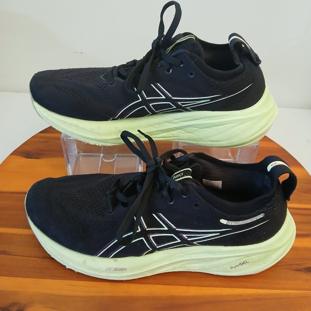 ASICS GEL-Nimbus 26 Running Shoes Womens 9 Black Lime Green 1012B601